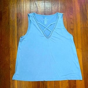 Women’s American Eagle Baby Blue Cut-Out Tank, Size Medium